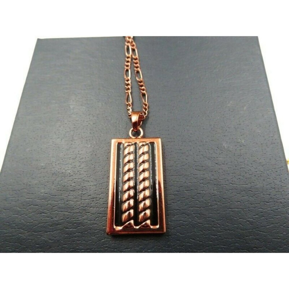 DANBURY MINT Brass Black Tone Dog Tag Chain Necklace 22"